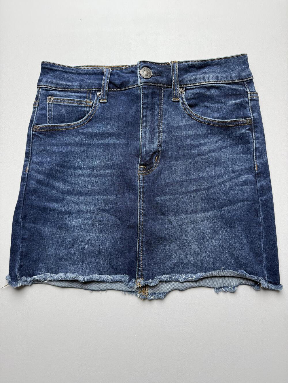 American Eagle Outfitters Next Level Stretch Skirt Womens 6 Denim Mini Raw Hem